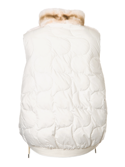 Genuine Fox Fur Reversible Down Vest in Ivory Stripe
