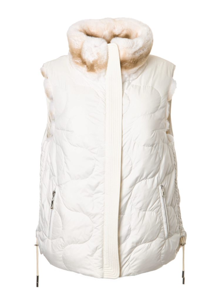 Genuine Fox Fur Reversible Down Vest in Ivory Stripe