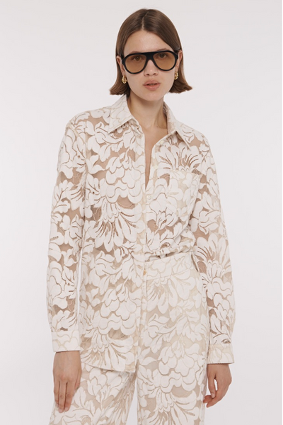 Riley Boyfriend Shirt in Ivory/Natural