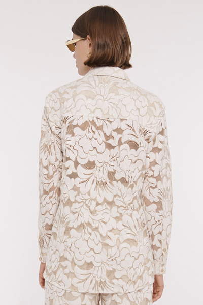 Riley Boyfriend Shirt in Ivory/Natural