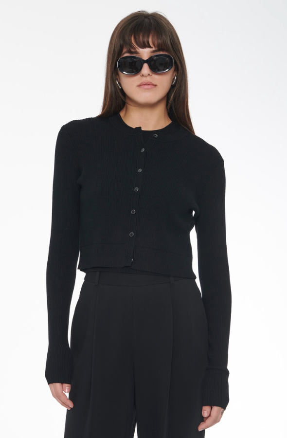 Zoe Classic Cropped Cardigan in Jet