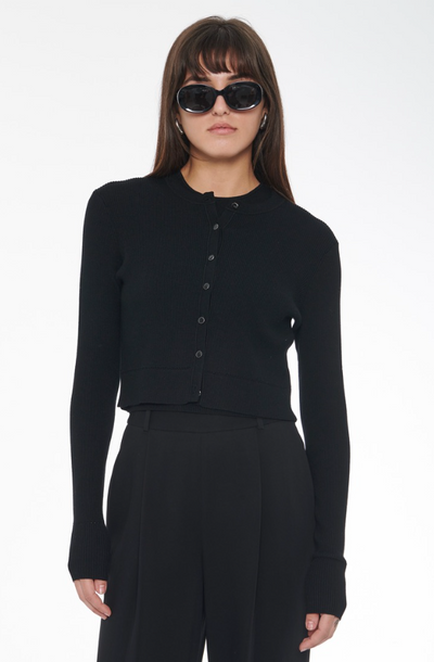 Zoe Classic Cropped Cardigan in Jet