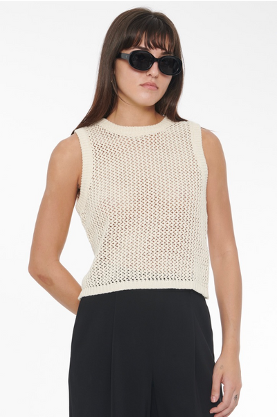 Estelle Crochet Racer Tank in Parchment