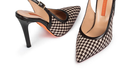 Jodi Heel in Brown Houndstooth Cashmere