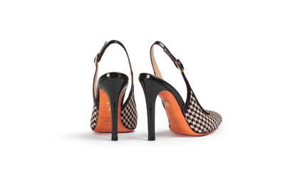 Jodi Heel in Brown Houndstooth Cashmere