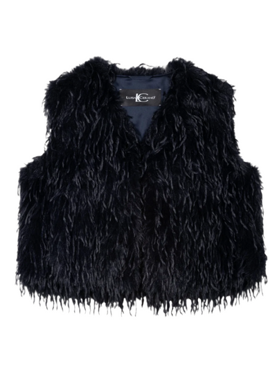 Feather-Look Vest in Dark Blue
