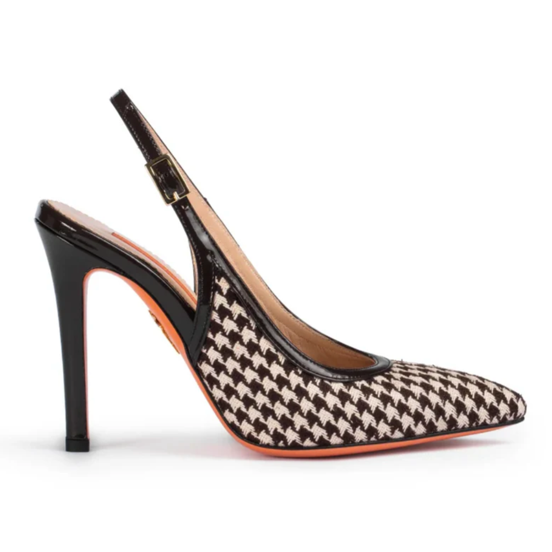 Jodi Heel in Brown Houndstooth Cashmere