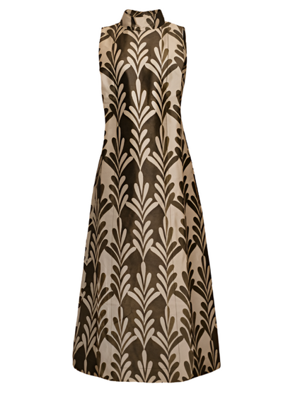 Carlyle Maxi Dress in Royal Palm Oyster/Olive