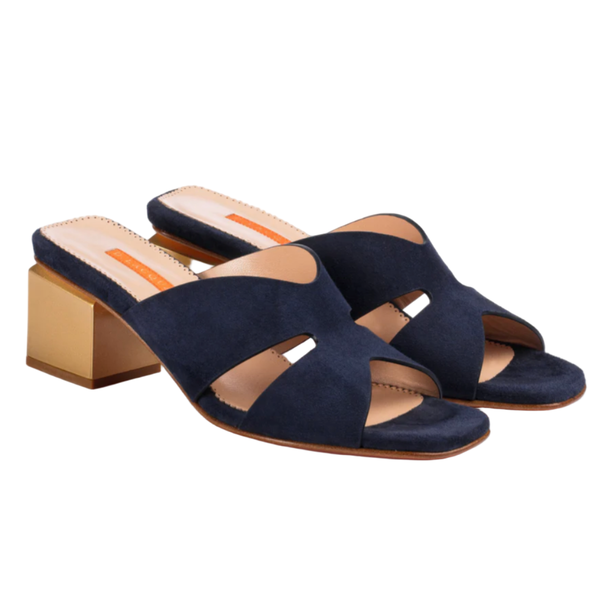 Stella Navy Suede Block Heel Mules