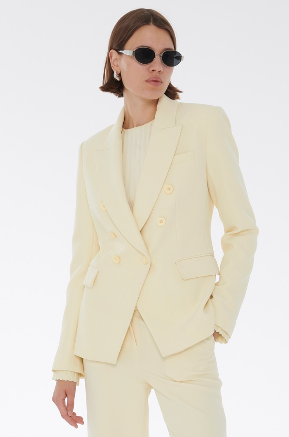 Kylie Double Breasted Blazer in Butter