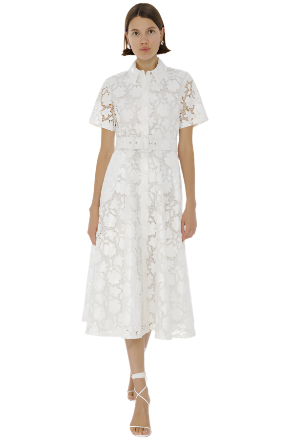 Jean Textured Laci Midi Dress in Optic