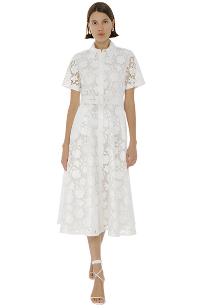 Jean Textured Laci Midi Dress in Optic