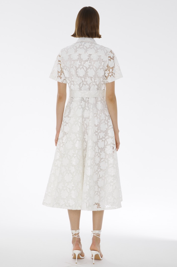 Jean Textured Laci Midi Dress in Optic