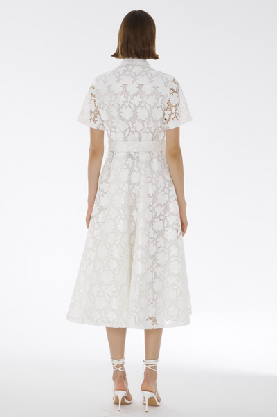 Jean Textured Laci Midi Dress in Optic