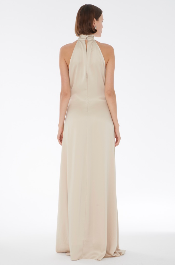 Jocelyn Tie-Front Maxi Dress in Champagne