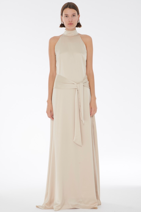Jocelyn Tie-Front Maxi Dress in Champagne
