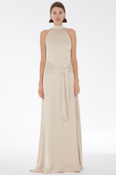 Jocelyn Tie-Front Maxi Dress in Champagne