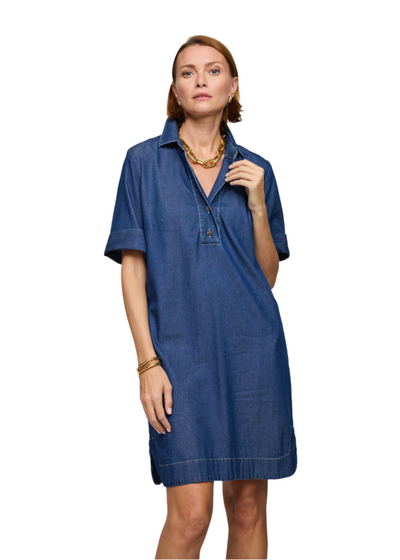Short Sleeve Aileen Dress in Dark Wash