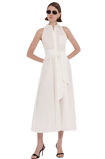 Chelsea Tie-Front Midi Shirt Dress in Optic