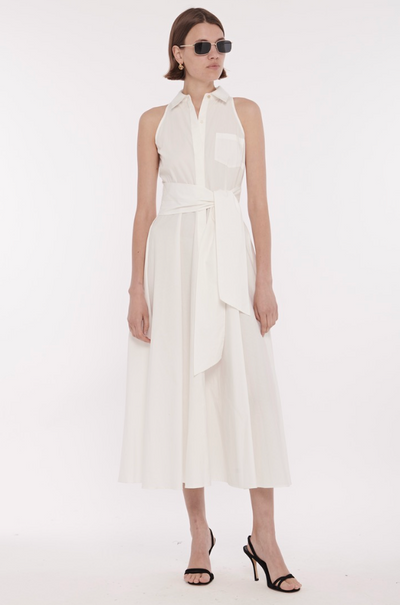 Chelsea Tie-Front Midi Shirt Dress in Optic