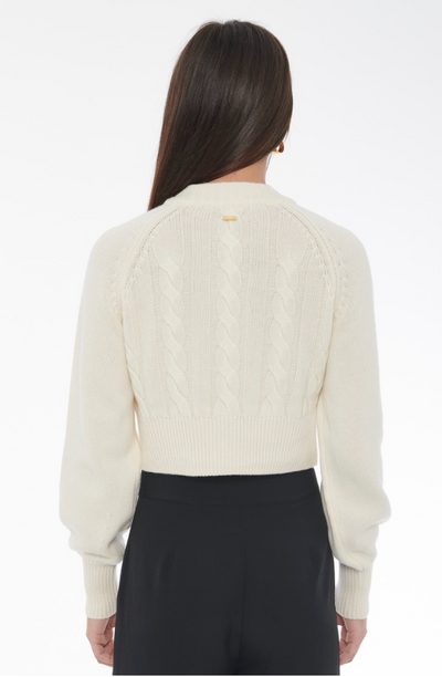 Rita Cable Knit Cashmere Cardigan in Ivory