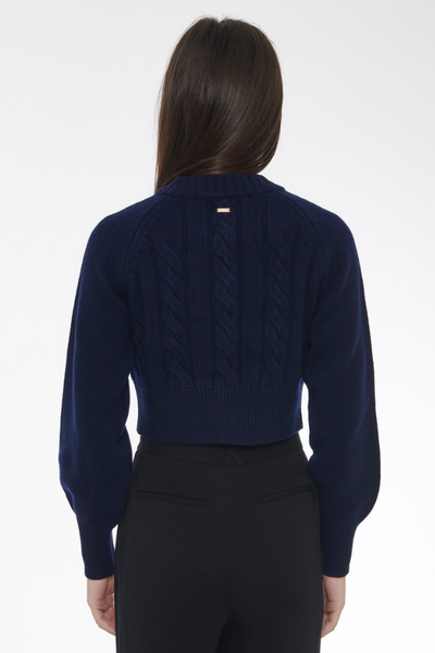 Rita Cable Knit Cashmere Cardigan in Navy