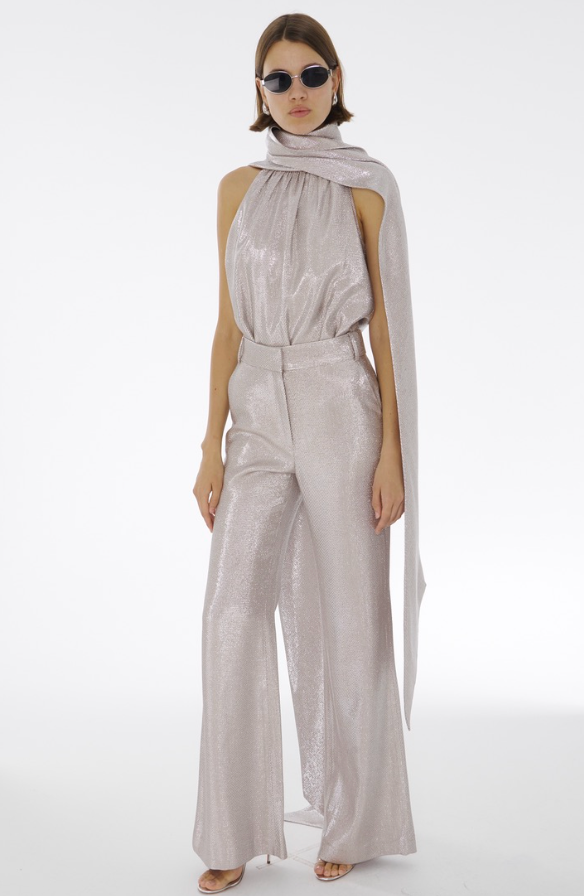 Hattie Sleeveless Tie Neck Top in Rose