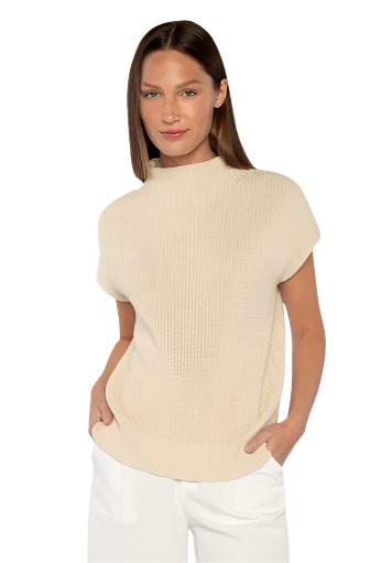 Cap Sleeve Mock in Parchment
