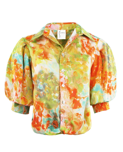 Bomba Poplin Top in Monet Print