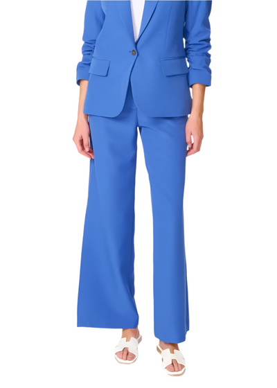 Wide Leg Pant With High Slits in Azure