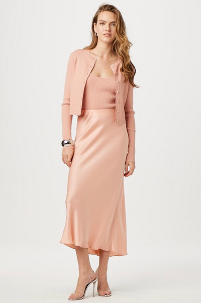 Zoe Classic Cropped Cardigan in Blush