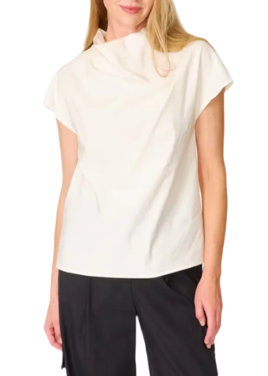 Cap Sleeve Cowl Neck Top in Ivory