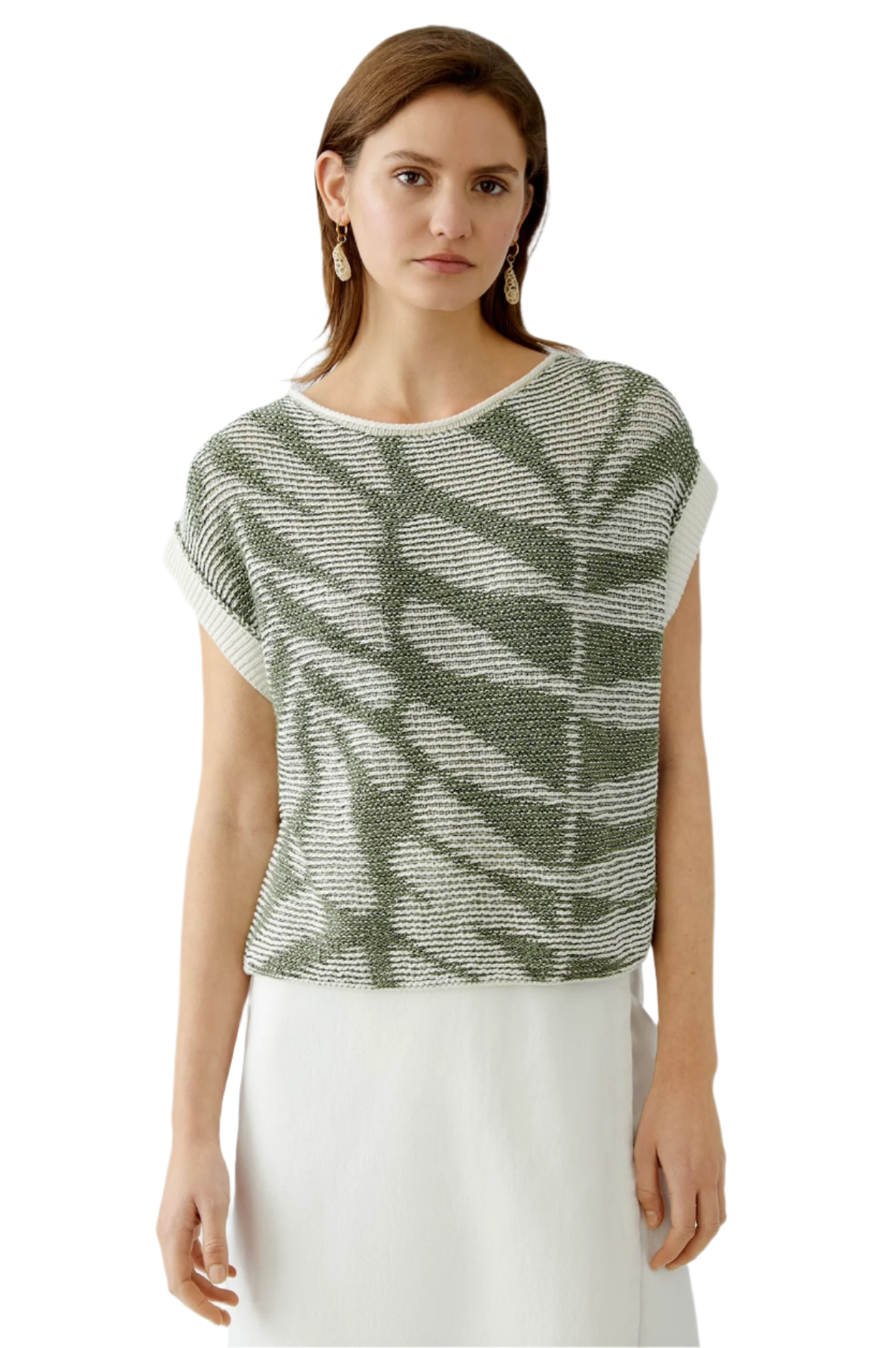 Slipover Top in White/Green