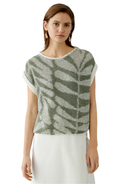 Slipover Top in White/Green