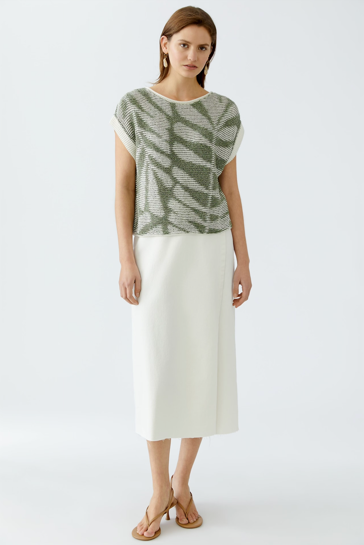 Slipover Top in White/Green