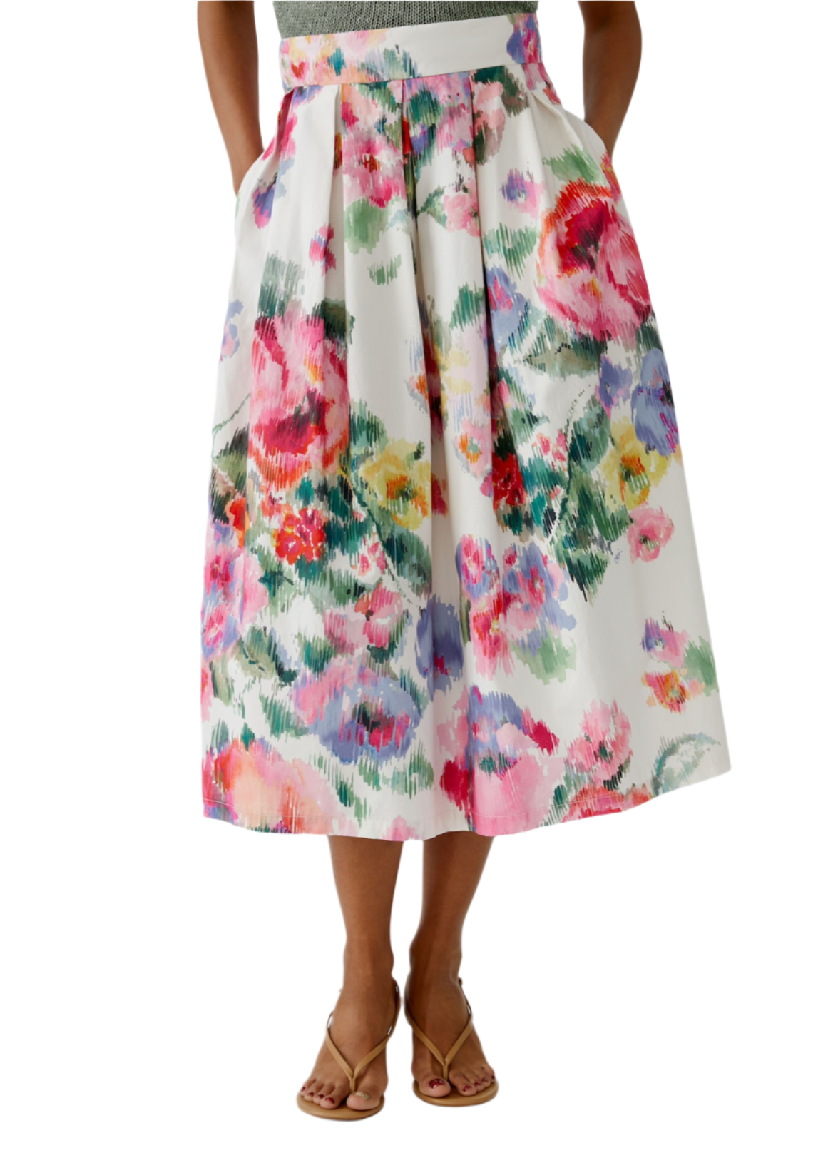 Midi skirt in Pink/Green