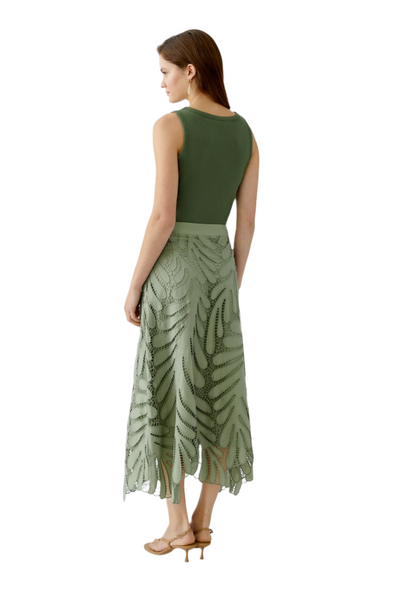 Embroidered Lace Maxi Skirt in Sage