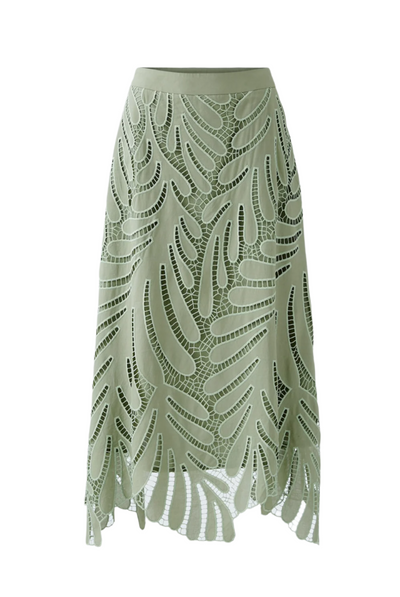 Embroidered Lace Maxi Skirt in Sage