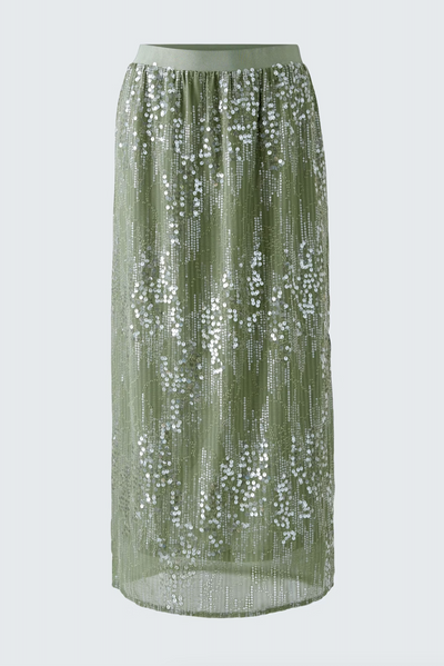 Sequin Midi Skirt in Shaded Moss