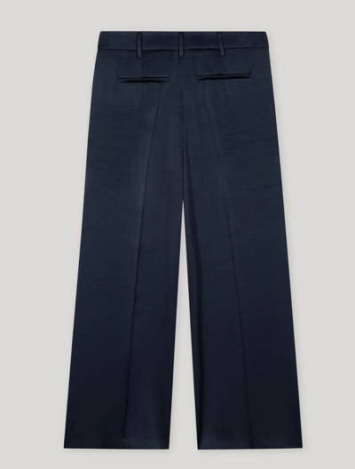 Satin Wide-Leg Pants in Dark Blue