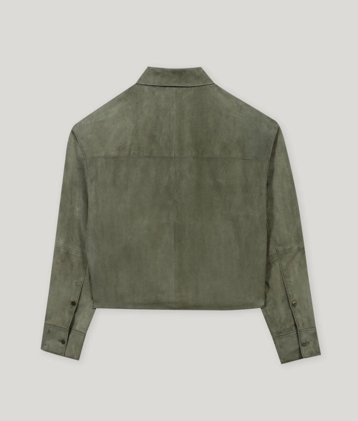 Suede Shirt Jacket in Cool Khaki