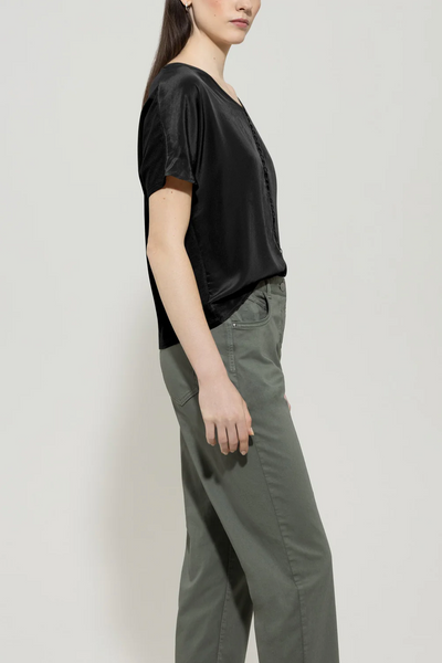 Shimmer Techno Silk Top in Black