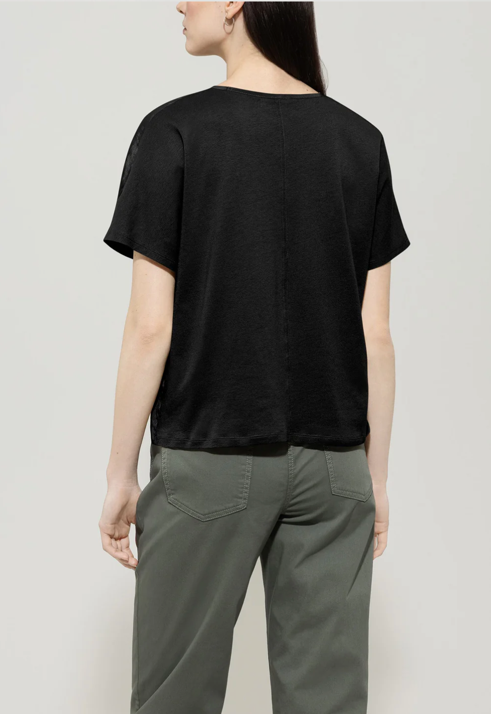 Shimmer Techno Silk Top in Black