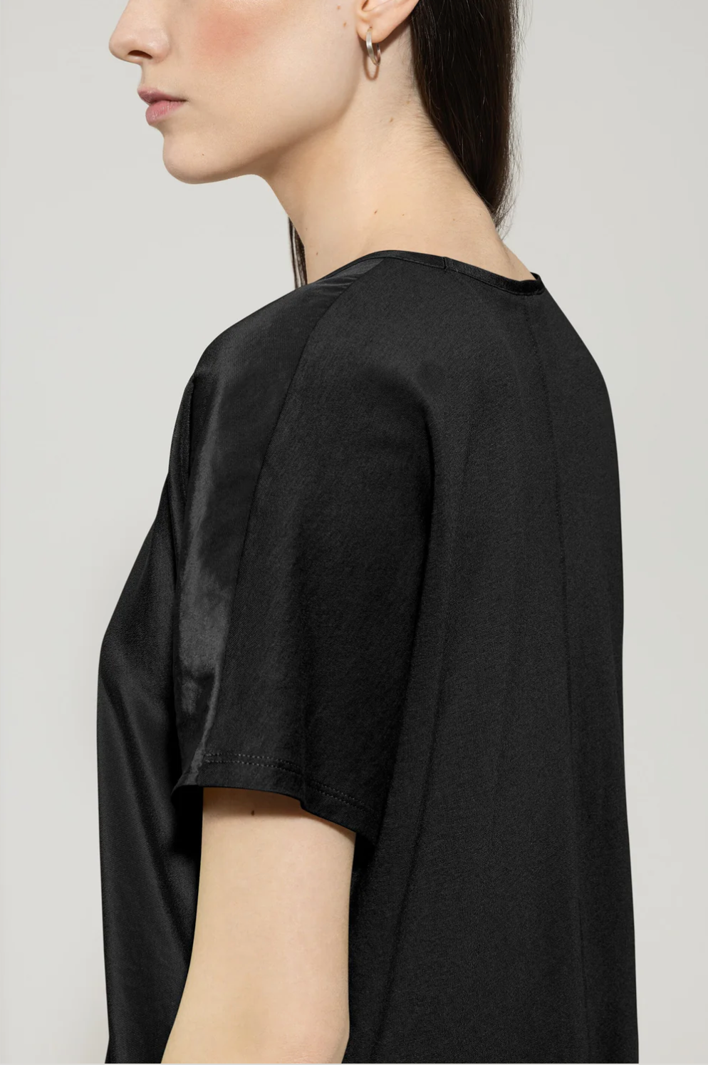 Shimmer Techno Silk Top in Black