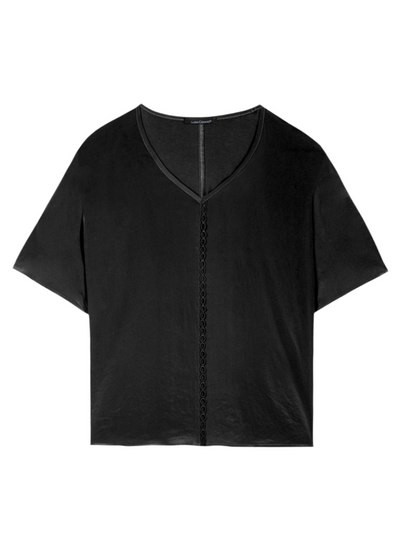 Shimmer Techno Silk Top in Black