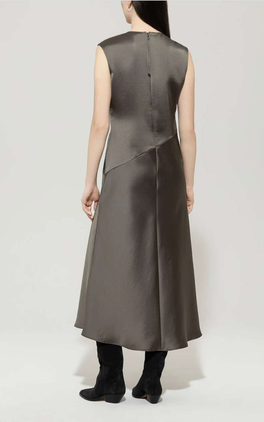 Key-Hole Shift Dress in Cool Khaki