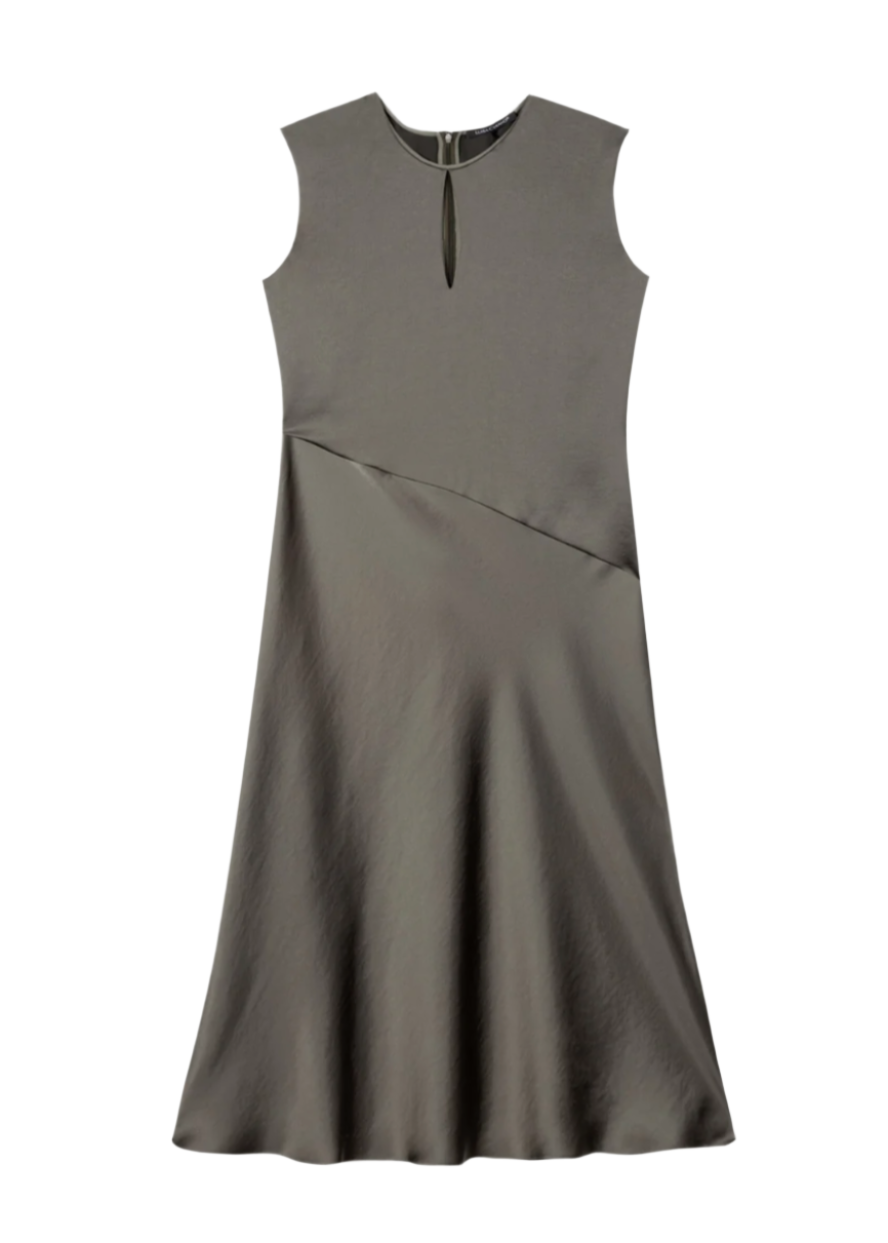 Key-Hole Shift Dress in Cool Khaki