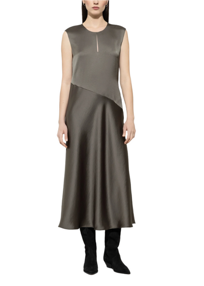 Key-Hole Shift Dress in Cool Khaki