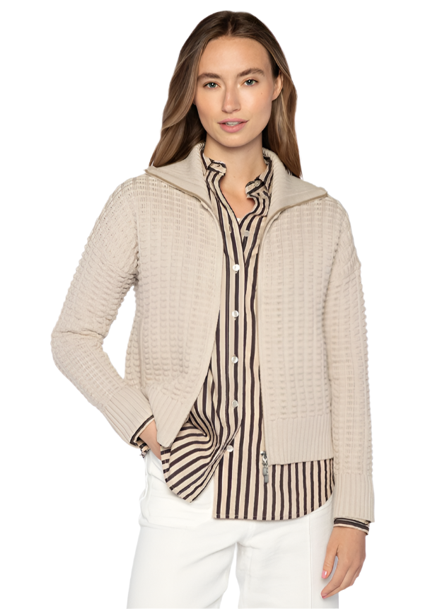 Bobbie Zip Cardigan in Dune