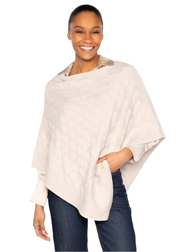 Luxe Cable Poncho in Pearl
